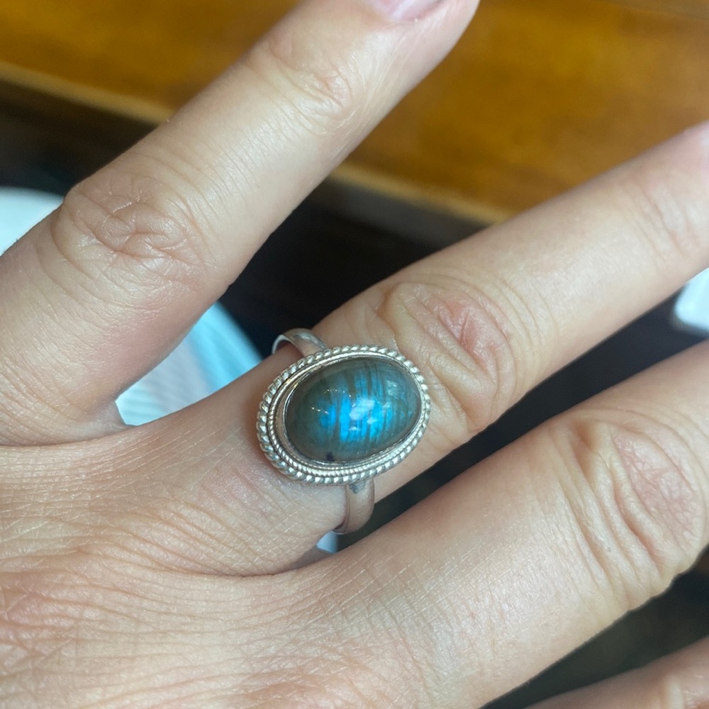 Silver and Labradorite ring